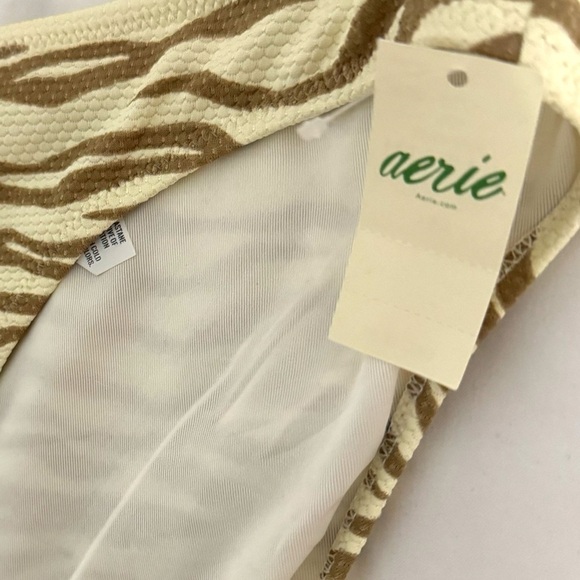 New American Eagle AERIE Animal Print Pique Knot Bikini Bottom Zebra Gold Sz L - Picture 5 of 11